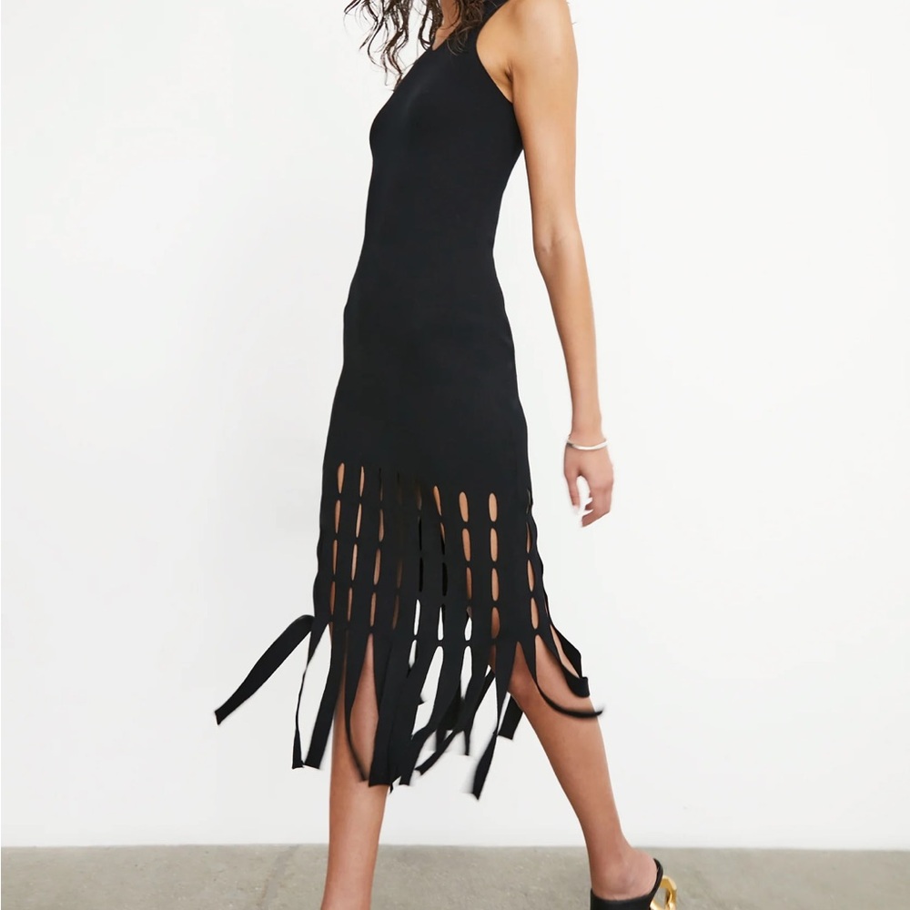 Elegant Rails Designer Black Fringe Dress